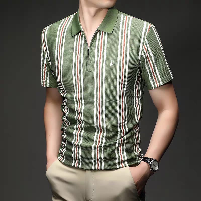 Prime Stripe Zip Polo T-Shirt
