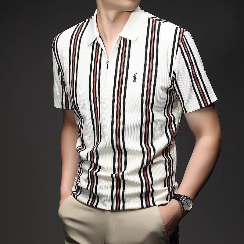 Prime Stripe Zip Polo T-Shirt