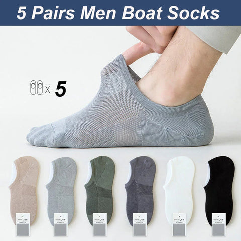 6-Pack Men's Bamboo Boat Socks: Breathable Comfort & Everyday Style