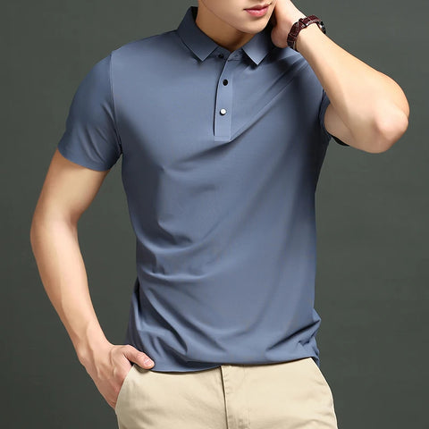 Men's Seamless Ice Silk Polo T-Shirt