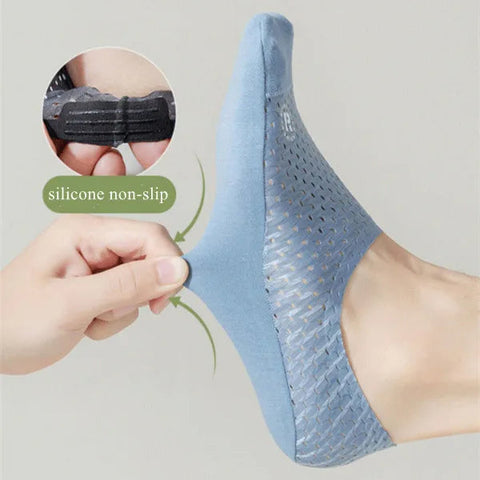 Men's 6-Pair Invisible No-Show Ice Silk Socks: Cool, Breathable, Non-Slip Comfort