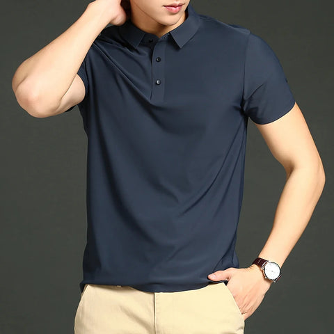 Men's Seamless Ice Silk Polo T-Shirt