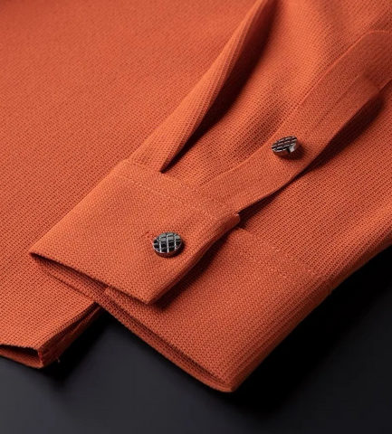 Orange Pique Knit Textured  Shirt