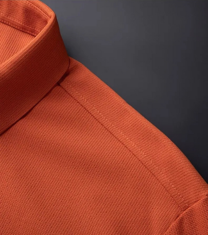 Orange Pique Knit Textured  Shirt