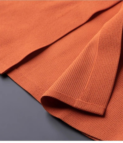 Orange Pique Knit Textured  Shirt