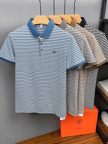 Vinatge Brown and white Striped Polo T-Shirt