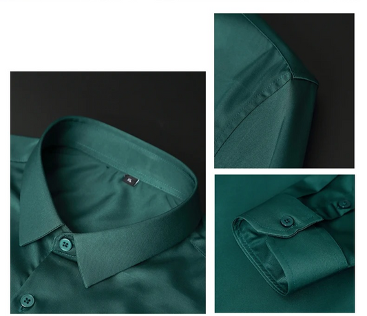 Hunter Green Subtle Sheen Super Soft Premium Satin Cotton Shirt