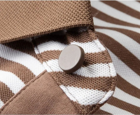 Vinatge Brown and white Striped Polo T-Shirt