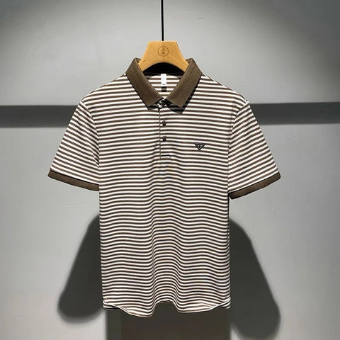 Vinatge Brown and white Striped Polo T-Shirt