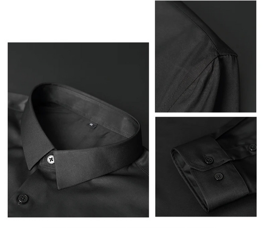 Black Subtle Sheen Super Soft Premium Satin Cotton Shirt