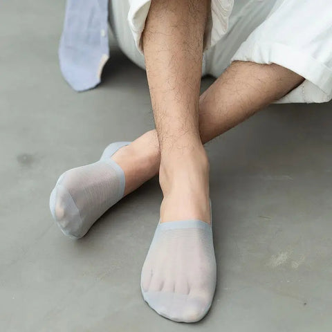 Men's 5-Pair Summer Ultra-Thin Nylon Ankle Socks: Breathable, Non-Slip, & Comfortable