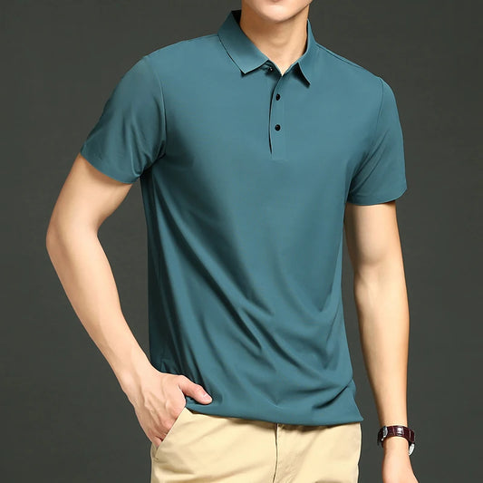 Men's Seamless Ice Silk Polo T-Shirt