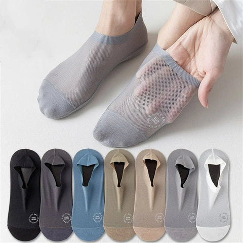 Men's 6-Pack Invisible Hollow Out Mesh Non-Slip Socks