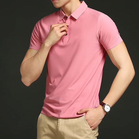 Men's Seamless Ice Silk Polo T-Shirt