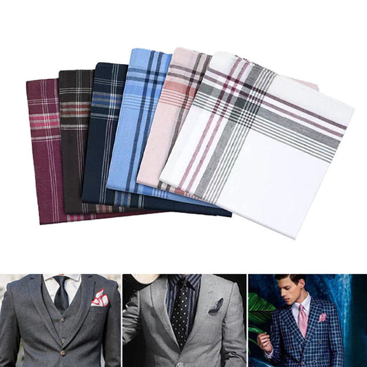 12 Pcs Gentleman's Soft Cotton Sweat-Absorbent Pocket Handkerchiefs