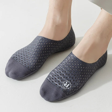 Men's 6-Pair Invisible No-Show Ice Silk Socks: Cool, Breathable, Non-Slip Comfort