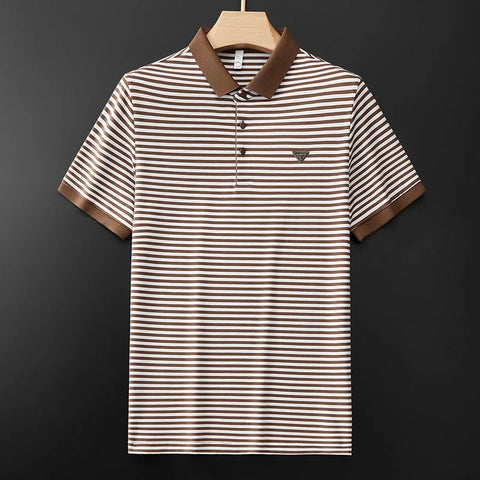 Vinatge Brown and white Striped Polo T-Shirt