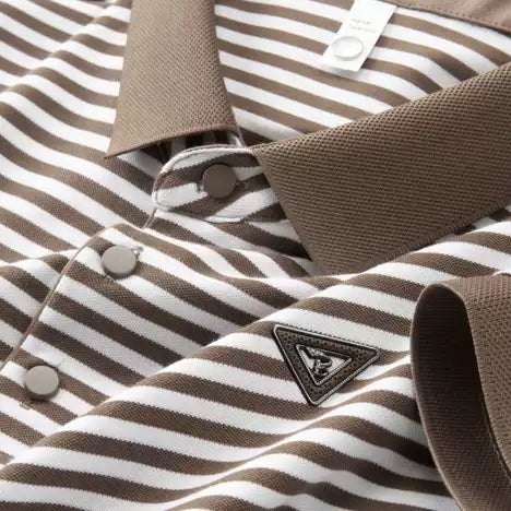 Vinatge Brown and white Striped Polo T-Shirt