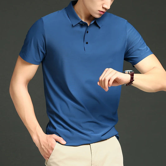 Men's Seamless Ice Silk Polo T-Shirt