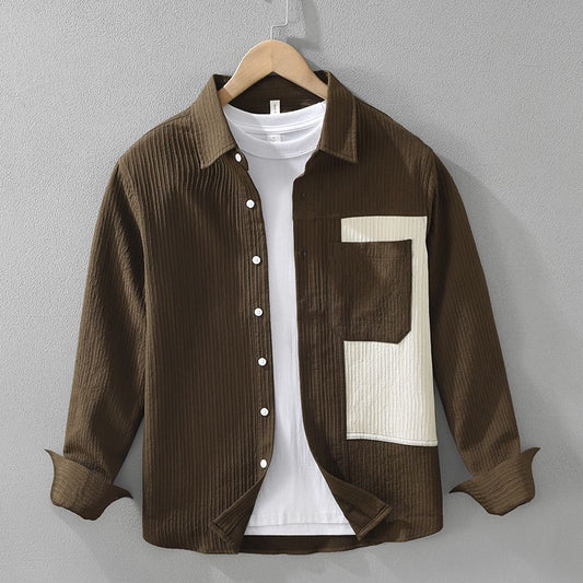 Textured Contrast Patch Pocket Shirt