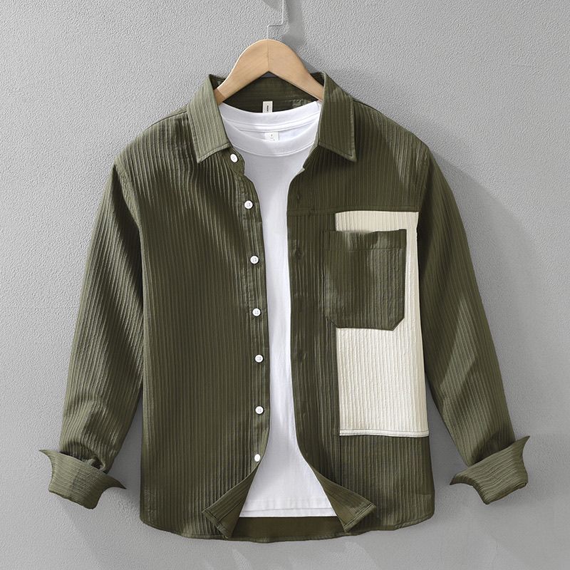 Textured Contrast Patch Pocket Shirt