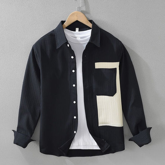 Textured Contrast Patch Pocket Shirt