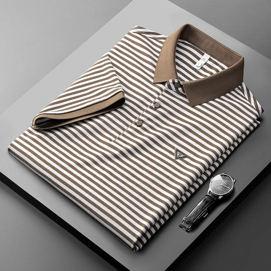 Vinatge Brown and white Striped Polo T-Shirt